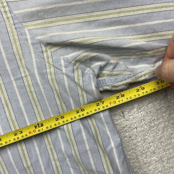 Vintage LL Bean Shirt Men XXL Tall Pastel Blue Green Stripes Oxford Button Down - Picture 6 of 11
